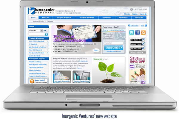 Inorganic Ventures' new website